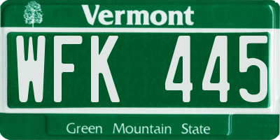 VT license plate WFK445