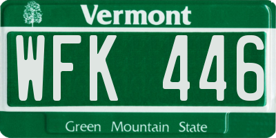 VT license plate WFK446
