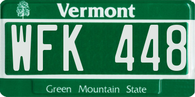 VT license plate WFK448