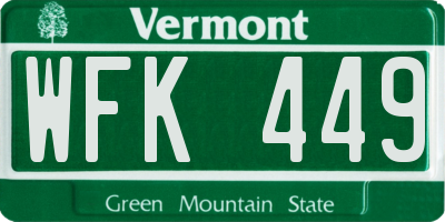 VT license plate WFK449