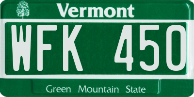 VT license plate WFK450
