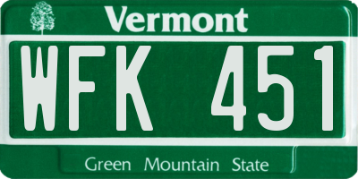 VT license plate WFK451