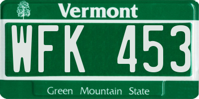 VT license plate WFK453