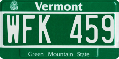 VT license plate WFK459