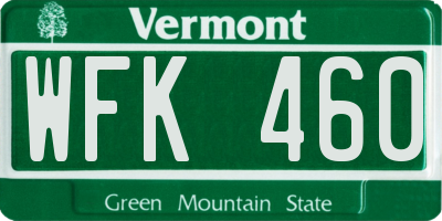 VT license plate WFK460
