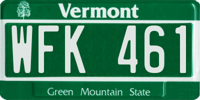 VT license plate WFK461