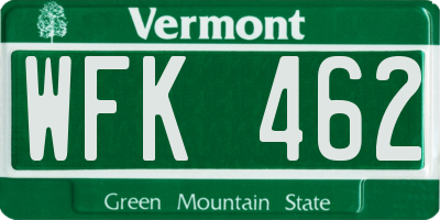 VT license plate WFK462