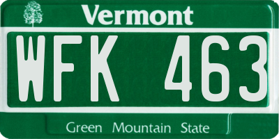 VT license plate WFK463
