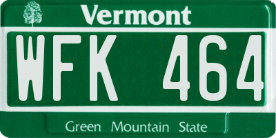 VT license plate WFK464