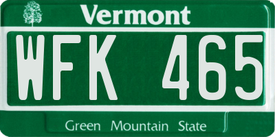 VT license plate WFK465