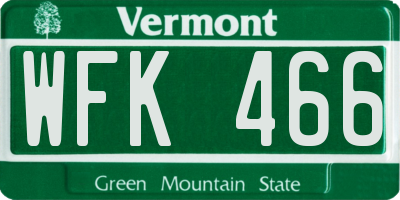 VT license plate WFK466