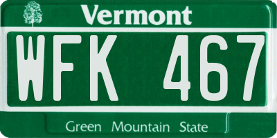 VT license plate WFK467