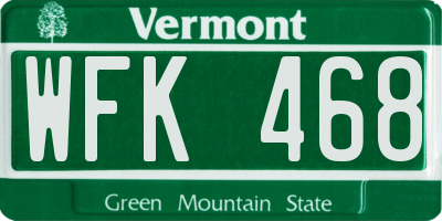 VT license plate WFK468