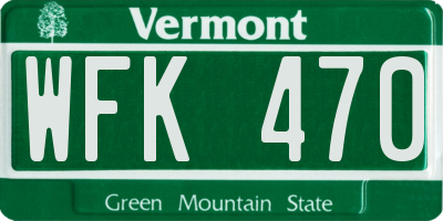 VT license plate WFK470