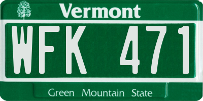 VT license plate WFK471