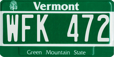 VT license plate WFK472
