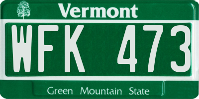 VT license plate WFK473