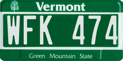 VT license plate WFK474