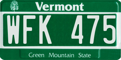 VT license plate WFK475