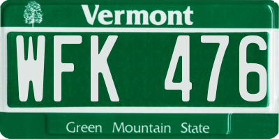 VT license plate WFK476