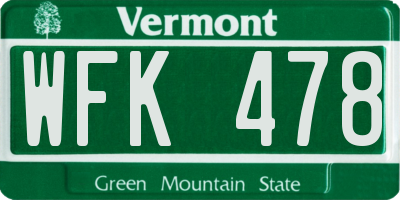 VT license plate WFK478