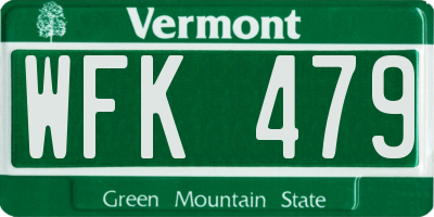VT license plate WFK479