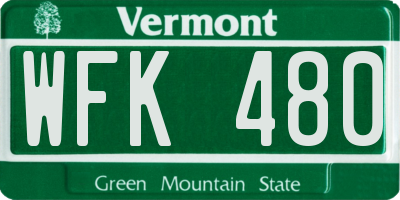 VT license plate WFK480