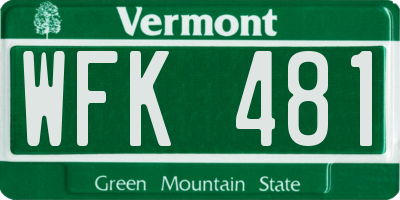 VT license plate WFK481