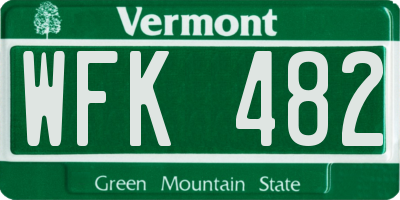 VT license plate WFK482