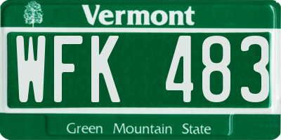 VT license plate WFK483
