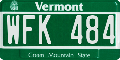 VT license plate WFK484
