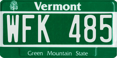 VT license plate WFK485