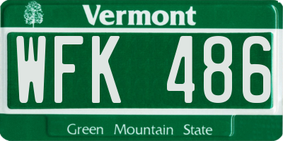 VT license plate WFK486