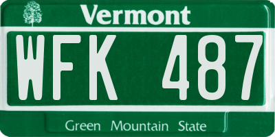 VT license plate WFK487