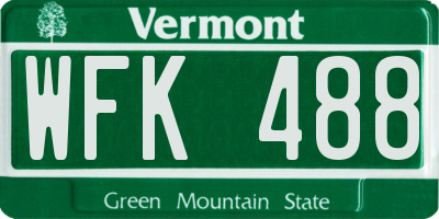 VT license plate WFK488