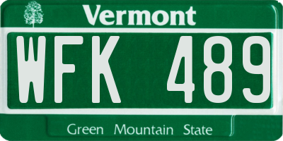 VT license plate WFK489