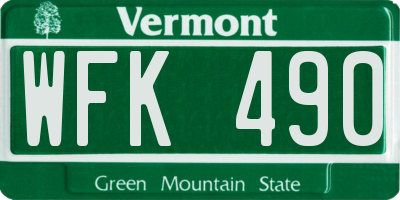 VT license plate WFK490