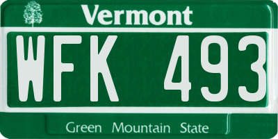 VT license plate WFK493