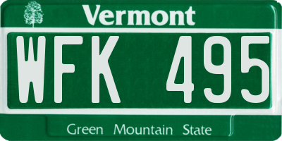 VT license plate WFK495