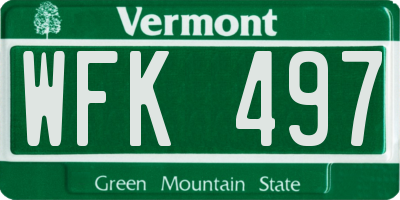 VT license plate WFK497