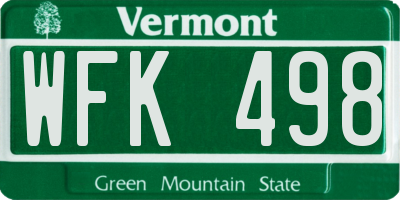 VT license plate WFK498
