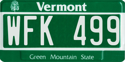 VT license plate WFK499