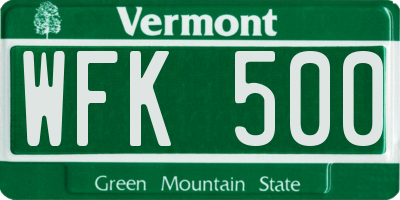 VT license plate WFK500