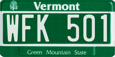 VT license plate WFK501