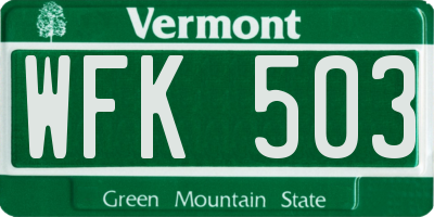 VT license plate WFK503