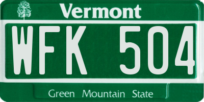 VT license plate WFK504