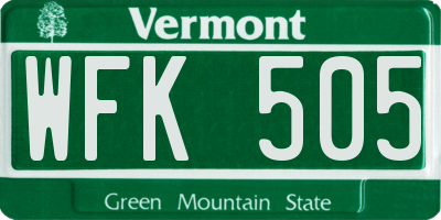 VT license plate WFK505