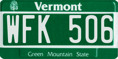 VT license plate WFK506