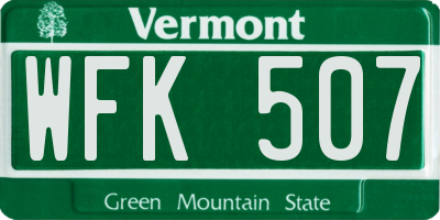 VT license plate WFK507