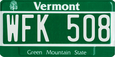 VT license plate WFK508